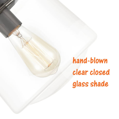 Industrial Semi Flush Mount Ceiling Light Clear Glass Shade
